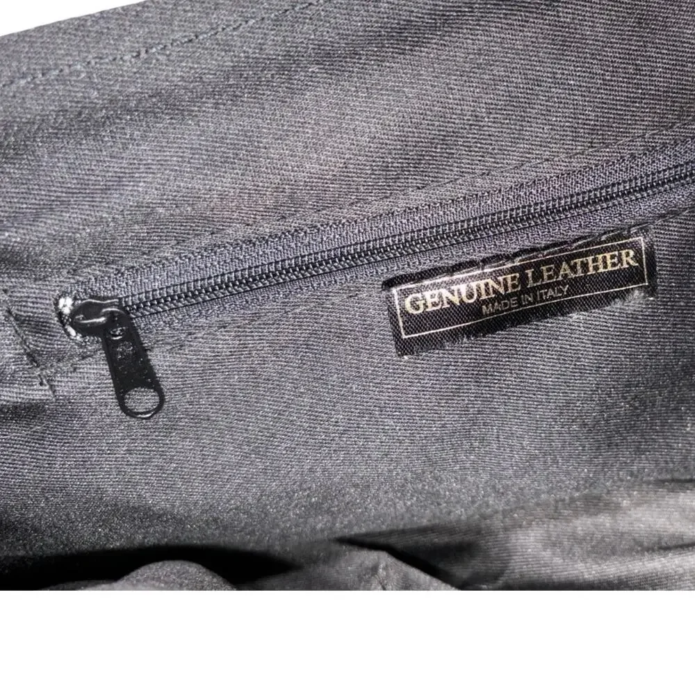 Made in Italy Gray Croc-Embossed Genuine Leather Satchel Bag